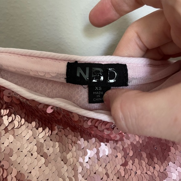 NBD Revolve Devin Pink Sequin Crop Top - Picture 3 of 4